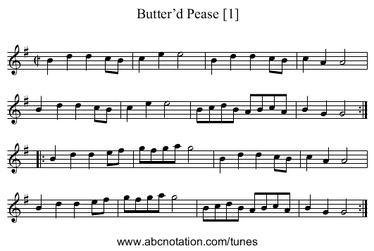 Butter’d Pease [1] - staff notation
