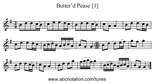Butter’d Pease [1] - staff notation