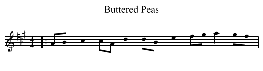 Buttered Peas - staff notation