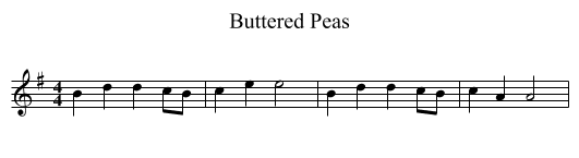 Buttered Peas - staff notation