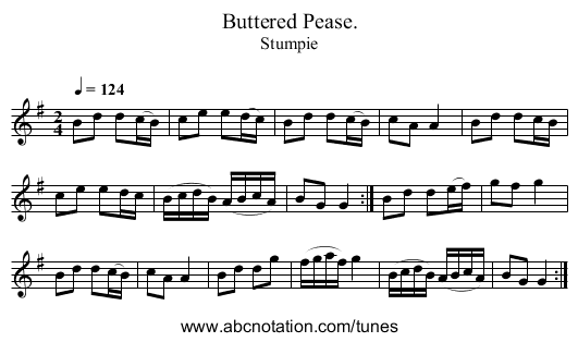 Buttered Pease. - staff notation