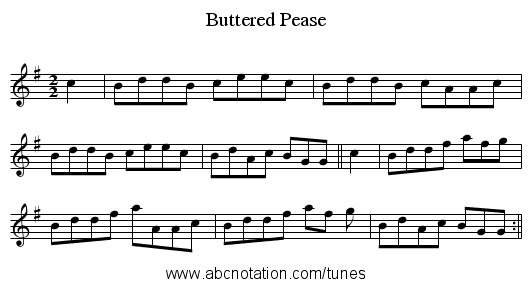 Buttered Pease - staff notation