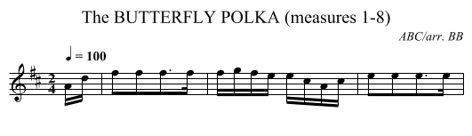 BUTTERFLY POLKA (measures 1-8), The - staff notation