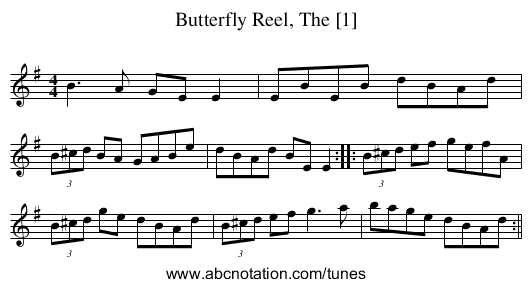 Butterfly Reel, The [1] - staff notation