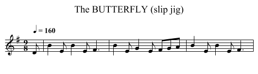 BUTTERFLY (slip jig), The - staff notation