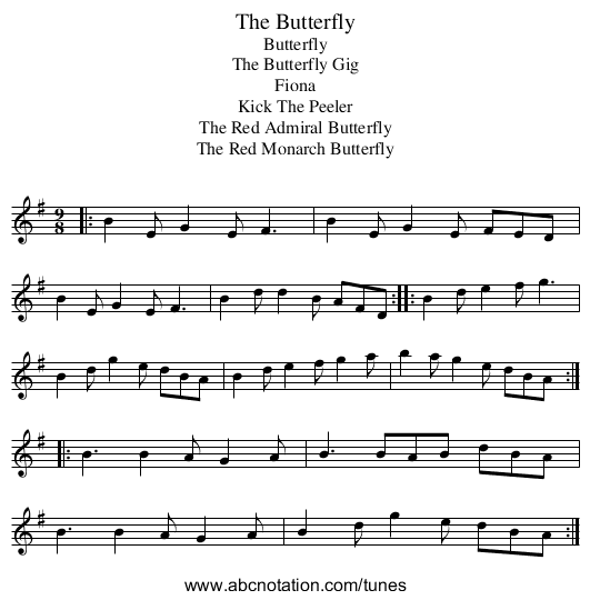 Butterfly, The - staff notation