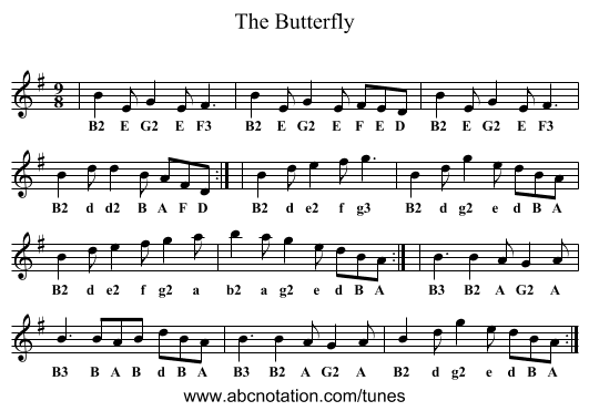 Butterfly, The - staff notation