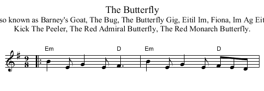 Butterfly, The - staff notation