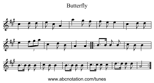 Butterfly - staff notation