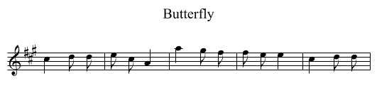 Butterfly - staff notation
