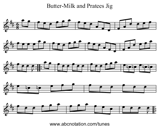 Butter-Milk and Pratees Jig - staff notation