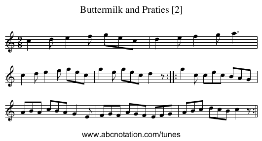 Buttermilk and Praties [2] - staff notation