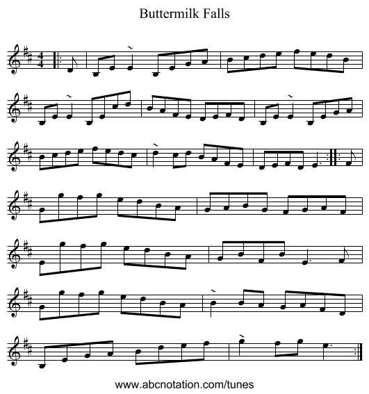 Buttermilk Falls - staff notation