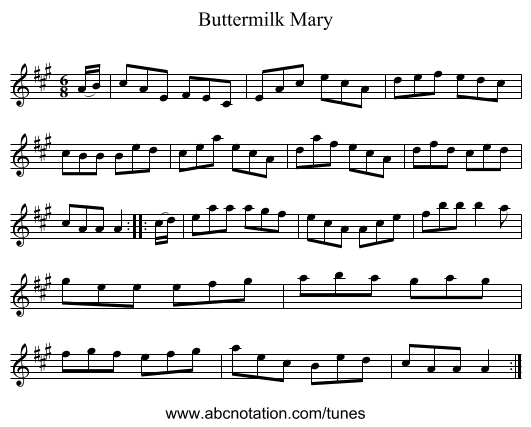 Buttermilk Mary - staff notation