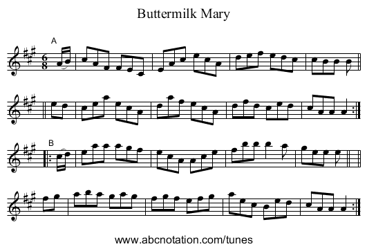 Buttermilk Mary - staff notation