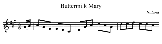 Buttermilk Mary - staff notation