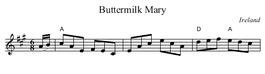 Buttermilk Mary - staff notation