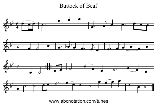 Buttock of Beaf - staff notation