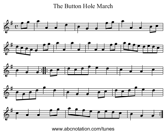 Button Hole March, The - staff notation