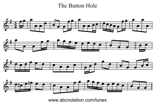 Button Hole, The - staff notation