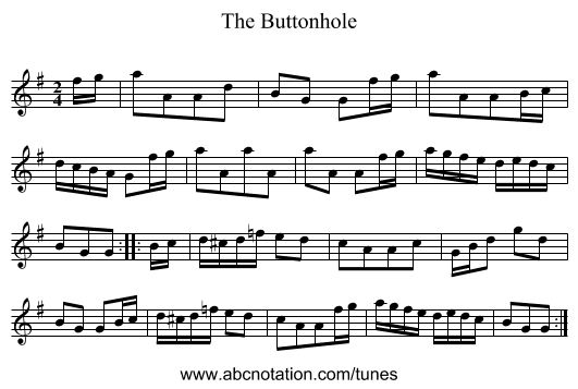 Buttonhole, The - staff notation