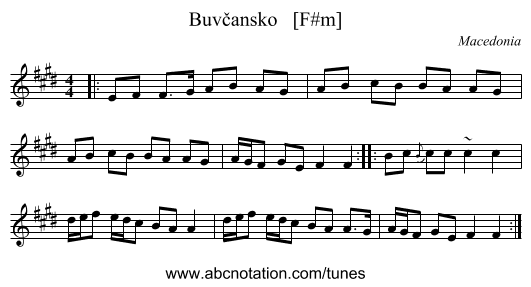 Buvčansko   [F#m] - staff notation