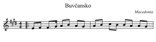 Buvčansko - staff notation