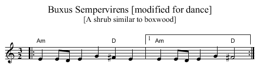 Buxus Sempervirens [modified for dance] - staff notation