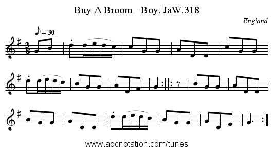 Buy A Broom - Boy. JaW.318 - staff notation
