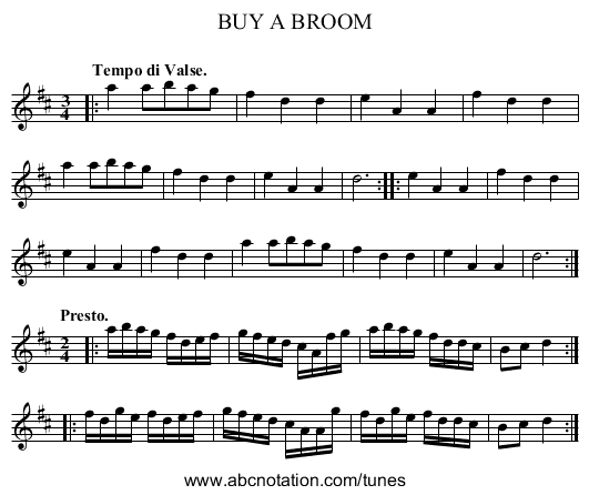 BUY A BROOM - staff notation