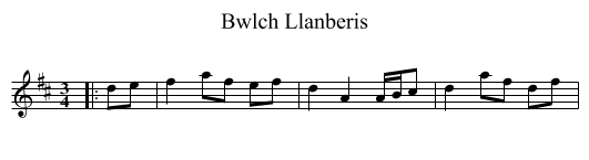 Bwlch Llanberis - staff notation