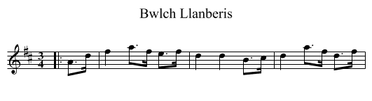Bwlch Llanberis - staff notation