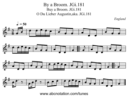 By a Broom. JGi.181 - staff notation