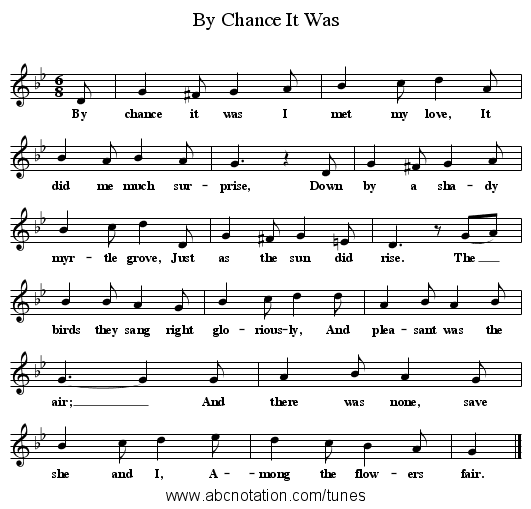 By Chance It Was - staff notation