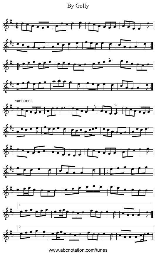 By Golly - staff notation