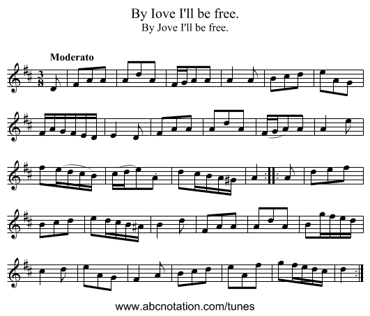 By Iove I'll be free. - staff notation