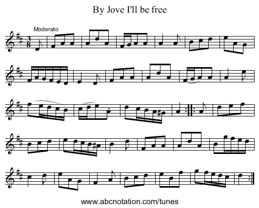 By Jove I'll be free - staff notation
