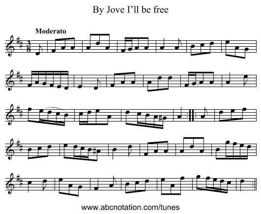 By Jove I’ll be free - staff notation
