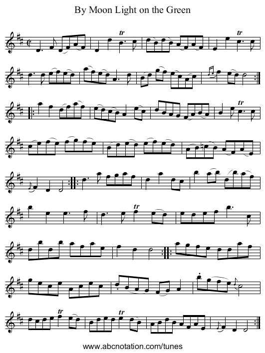 By Moon Light on the Green - staff notation
