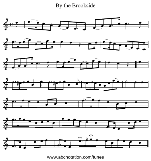 By the Brookside - staff notation