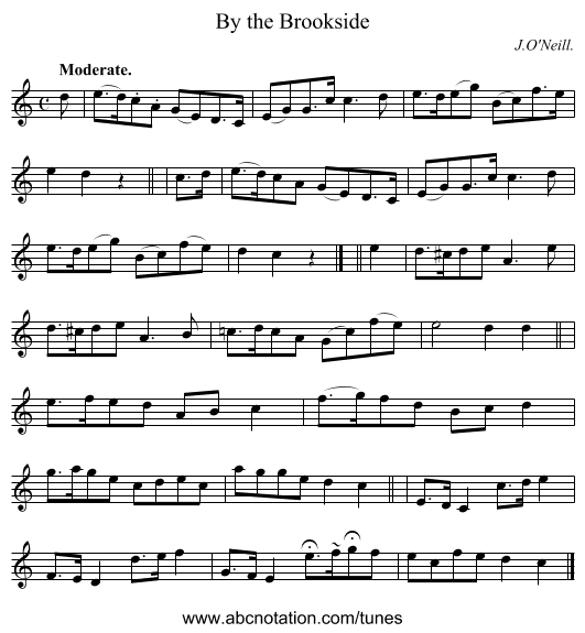 By the Brookside - staff notation