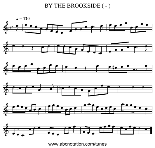 BY THE BROOKSIDE ( - ) - staff notation