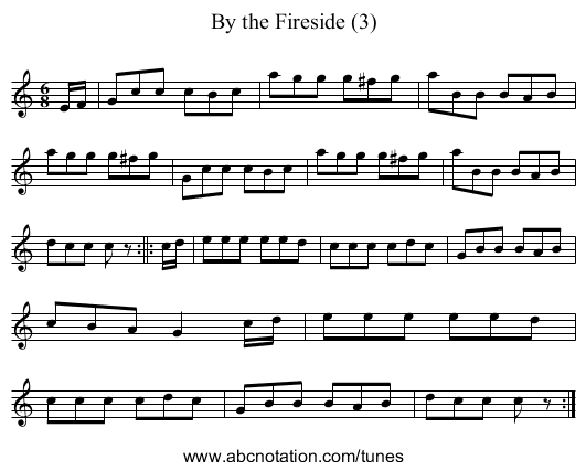 By the Fireside (3) - staff notation