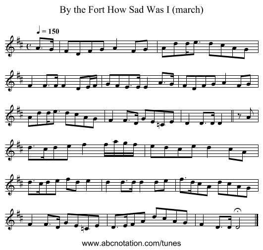 By the Fort How Sad Was I (march) - staff notation