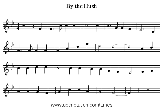 By the Hush - staff notation
