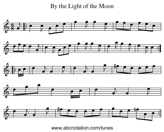 By the Light of the Moon - staff notation