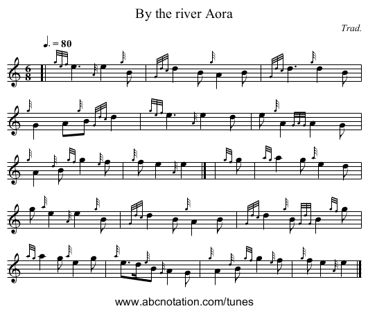 By the river Aora - staff notation