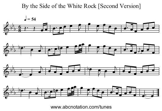 By the Side of the White Rock [Second Version] - staff notation