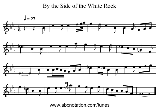 By the Side of the White Rock - staff notation