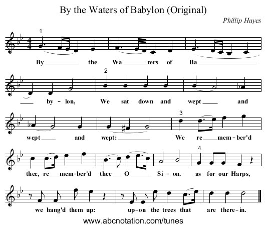 By the Waters of Babylon (Original) - staff notation